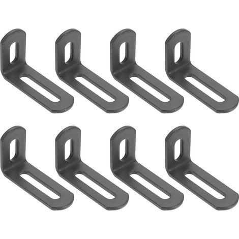 8 Pcs Supports D'Angle Réglables À Droite, Support En L À Fentes 2"x1.2"x0.7", Support En Acier À 90 Degrés Pour Étagères, Construction De Meubles En Bois, Gris Foncé (1/5)