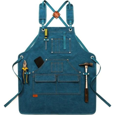Tablier De Jardinage - Enfant - Toile Épaisse - Bleu - 47 Cm (1/5)