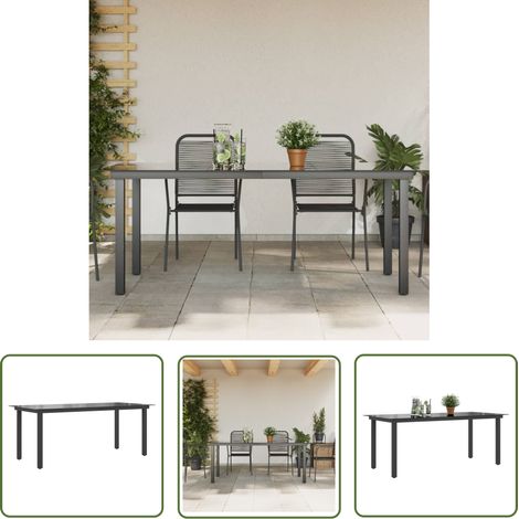 The Living Store - Table de jardin Noir 190 x 90 x 74 cm Aluminium et verre (1/5)