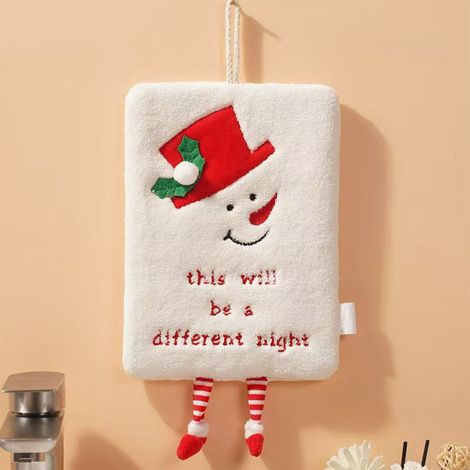 Serviette De Main - Pour Salle De Bain Et Cuisine - Décoration De Noël - Blanc - 22 X 18 X 2 Cm - Lot De 1