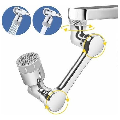 QORVA-Mousseur Robinet, 1080 Degrés Aérateur de Robinet Pivotant, Aerator Splash Filter Faucet, 2 Modes Adaptateur Pour Robinets avec Diamètre de Filetage Mâle de 20/22/24mm