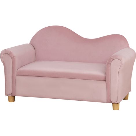 Canapé enfant 2 places avec rangement 84x41,5x48,5 cm rose bois naturel