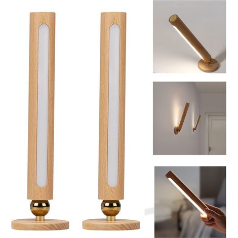 Lot de 2 appliques murales LED rotatives à 360°, applique murale magnétique, veilleuse rechargeable USB, luminosité réglable (1/5)