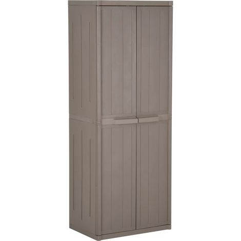 Armoire de rangement polyvalente 65 x 45 x 172 cm avec 4 étagères aspect bois en PP marron (1/5)
