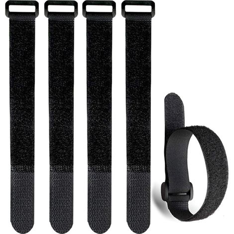 5pcs Attache Cable Scratch Réutilisable et Boucle Pour L'organisation Des Câbles de PC, La Télévision, Le Bureau - 20 x 500mm, Noir (1/5)