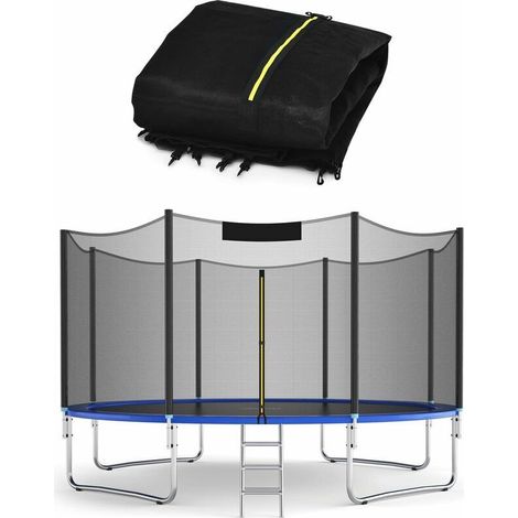 Filet De Sécurité Pour Trampoline - 244 cm - Hauteur 180 cm - Double Fermeture Éclair 118 cm - Noir - PE (1/5)