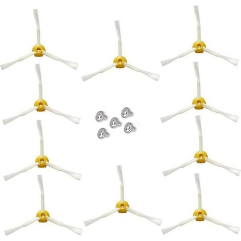 Brosse latérale pour irobot Roomba Série 500 600 700 (Rouge, 10 pcs Brosse latérale à 3 bras)