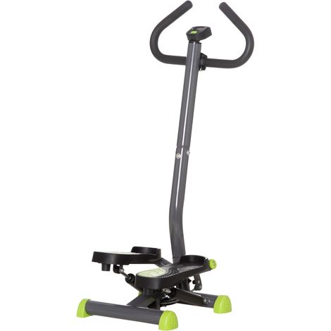 Hometrainer stepper fitness swing stepper mit lcd schirm und handgriff bis 100 kg stahl abs graugrun 55 x 44 x 108 cm 211776481 (1/5)