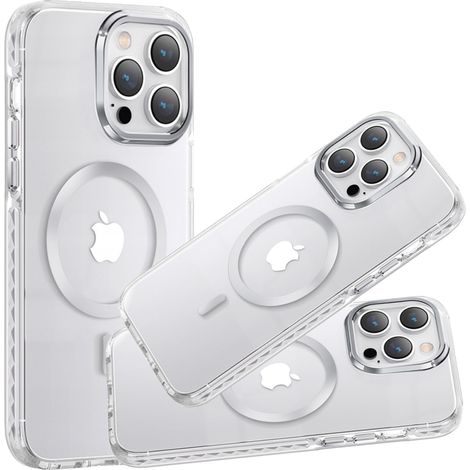 Funda magnética Kingxbar PQY Ice Crystal Series para iPhone 14 Plus MagSafe plateada (1/5)