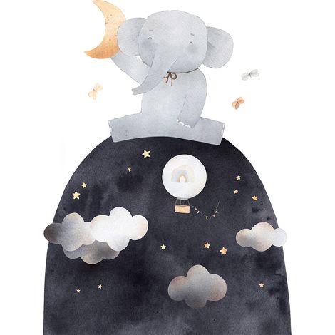 Papier peint panoramique Enfants - Éléphant - 130 cm x 156 cm (1/2)