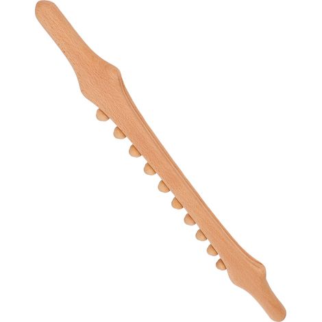 Bâton de massage en bois Gua Sha 10 billes, anti-fatigue, lissage des méridiens, pour épaules, cou, dos et membres. (1/5)