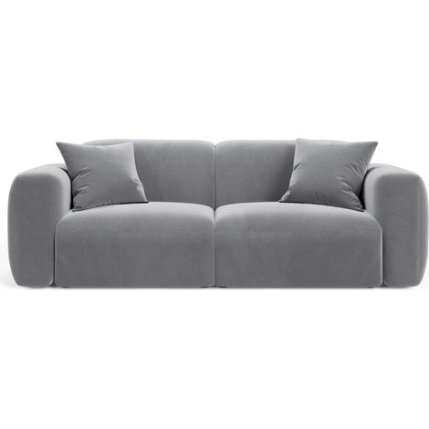 Canapé modulable 3 places en velours gris (1/4)
