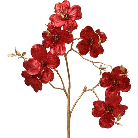 DECORAZIONE NATALIZIA, RAMO CON FIORI IN POLIESTERE, 24X3X90 CM, ROSSO, NATALE, ADDOBBI DI NATALE