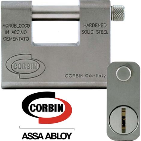 Corbin - Lucchetto Grizzly In Acciaio Cementato Antitrapano Con Chiave Dom Corbin -    -69 mm   - (1/5)