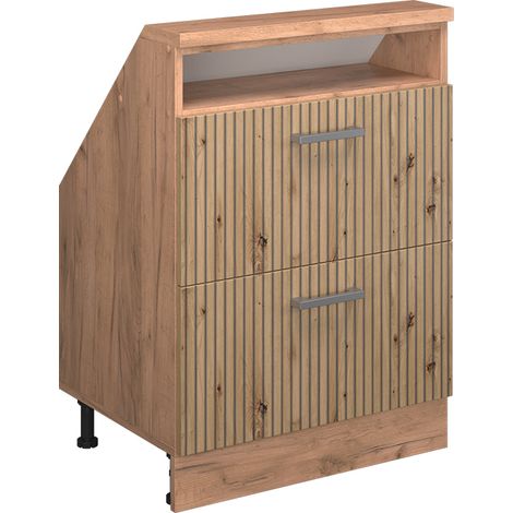 Mobile sottotetto Rion, Rovere artigianale/rovere Goldkraft, con 2 cassetti, Vicco