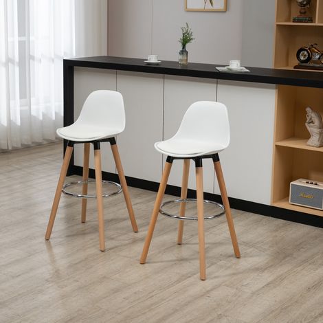 Pack de 2 taburetes de bar con respaldo y reposapiés, 38,5 x 42,5 x 91 cm, blanco HAVRYA (1/5)