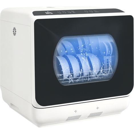 Lave-vaisselle compact 4 couverts, 5 cycles, réservoir 6L, écran LED tactile, blanc 45x44x45,8 cm