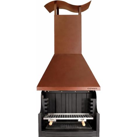 MF - Barbecue à bois et charbon style argentin pour jardin modèle Coven finition imitation oxyde