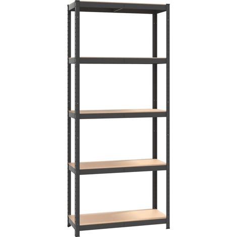 Scaffale portaoggetti a 5 ripiani acciaio legno ingegnerizzato antracite 020045698