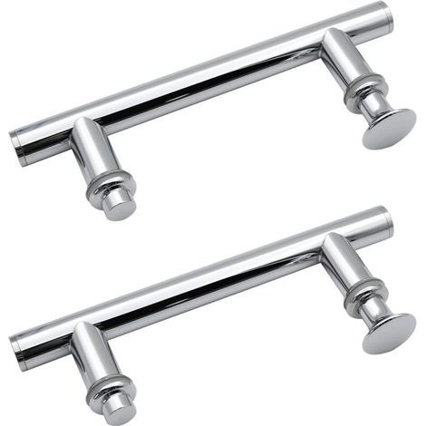 Lot de 2 poignées rondes pour porte de douche en acier inoxydable 304, diamètre 145 mm, avec bouton plastique ergonomique – Convient pour cabines de douche fixes et pivotantes (1/5)