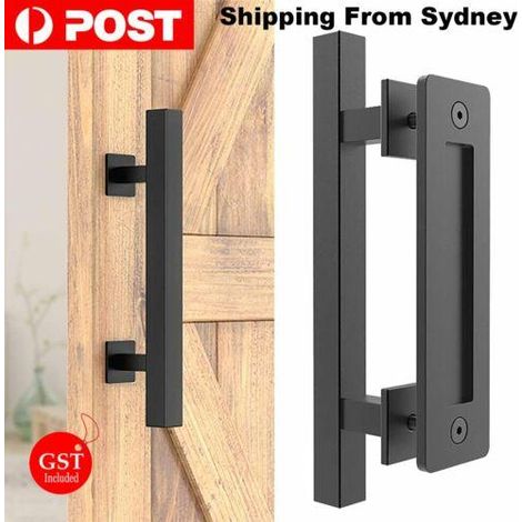 Poignée de porte de grange noire intégrée, style grange, pour porte intérieure en bois. (1/5)