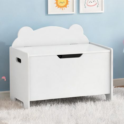 Coffre à jouets enfant forme d'ours MDF blanc 60 x 38 x 48 cm (1/5)