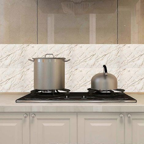 Lot de 12 stickers muraux imperméables en PVC imitation marbre pour la décoration de la cuisine et de la maison. (1/4)