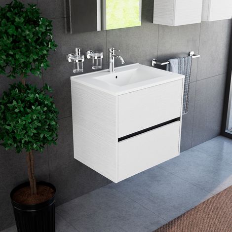 Inda - Mobile bagno 60 cm Diamante Olmo bianco con 2 cassetti e (1/4)