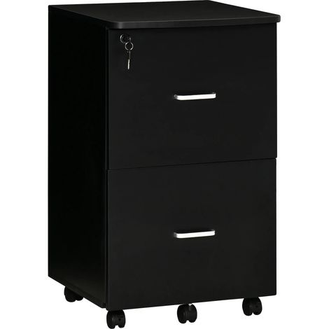 Archivador, Construcción robusta de madera y metal, 43 x 45 x 72 cm, Adecuado para entornos de oficina estándar, Cada cajón soporta hasta 10 kg, Elegante acabado en negro (1/5)