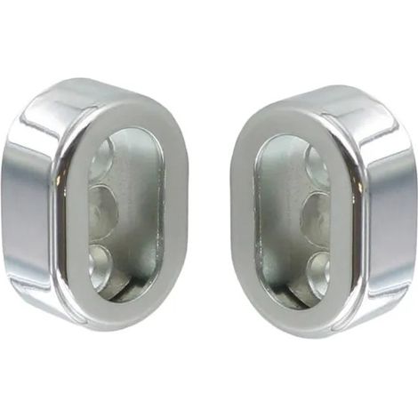 Supports pour tube de penderie ovale, avec 2 caches zamak chromé