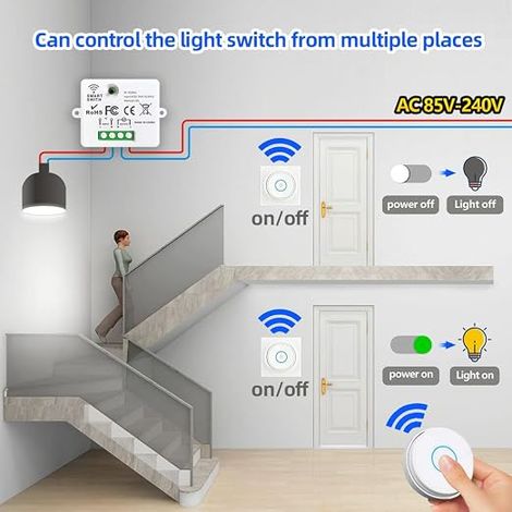 Switch, Mobile Auto-Generator Switch 433Mhz 220V Relay Mini Receiver RF Transmitter Radio Remote Control 100M Range Control For Light (1/4)