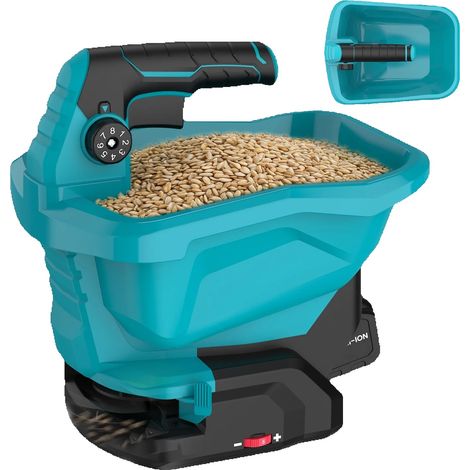 Spandiconcime elettrico, design portatile, velocità di semina regolabile, blu (1/2)