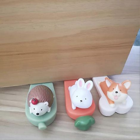 Bouchon de porte ourson, petit bloque-porte mignon, butée de porte en peluche, arrêt-porte décoratif pour intérieur, modèle ours, 1 pièce, antidérapant, protection murale. (1/4)