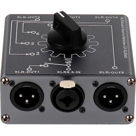 1-in, 5-out bidirektionaler XLR-Audio-Switch/Splitter, Audio-Signalverteilerbox (1/5)