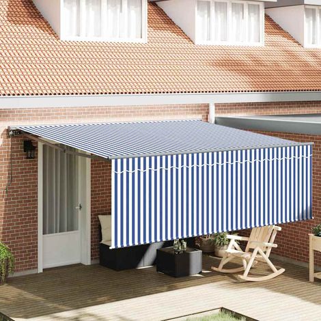 Toldo Retráctil Manual Azul y 400 x 300 cm Poliéster y Aluminio vidaXL (1/5)