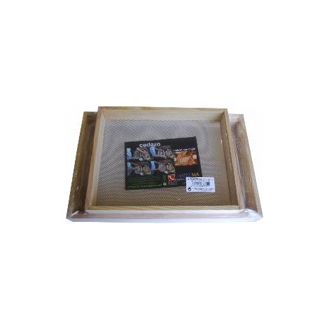 FPLUS cedazo c/cajon de 40x26 cm.rej.met. , Cedazo de madera con rejilla de aluminio y cajon recogedor.