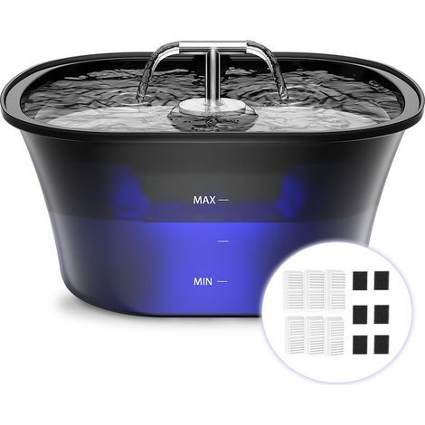 Fontaine à chat, fontaine à eau 2,5 L pour chats, fontaine à chat pour chats, fontaine automatique pour animaux de compagnie, avec 6 filtres à charbon actif (1/5)
