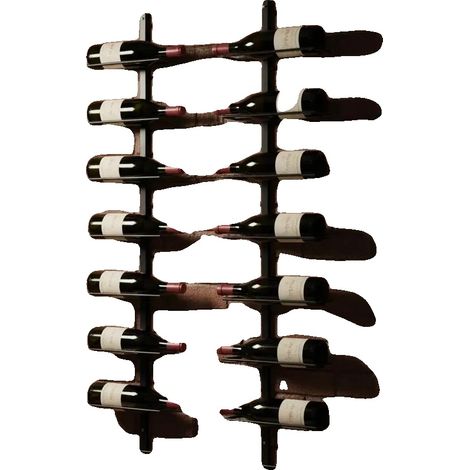 Botellero de pared, capacidad para 18 botellas, construcción de hierro resistente, color negro. (1/2)