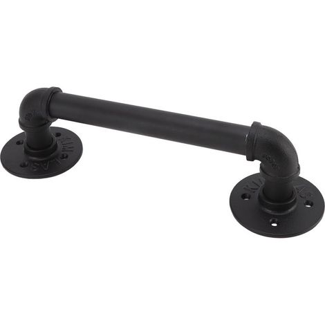 Poignée de porte simple style industriel rétro européen en fer noir, décorative et pratique, pour porte de grange à la maison (1/5)