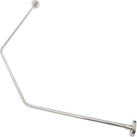 Barra para cortina de ducha, acero inoxidable 304, longitud ajustable de 45 a 75 cm, montaje en pared, peso neto 1,25 kg, diámetro de la barra de esquina 2,5 cm (1/5)
