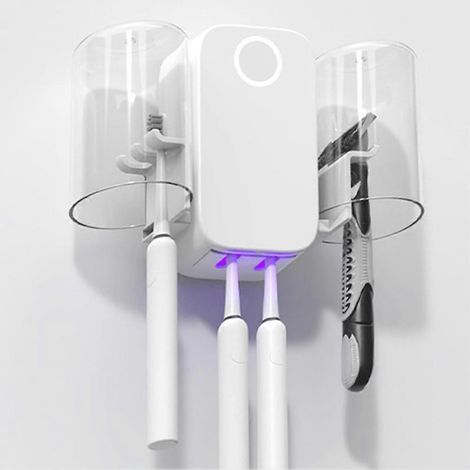 Stérilisateur mural UV pour brosses à dents, porte-brosse à dents, étui multifonctionnel pour brosses à dents (1/5)