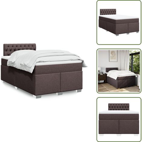 Sommier à lattes de lit et matelas marron foncé 120x190cm tissu - Sommier À Lattes De Lit - Sommiers À Lattes De Lit - Lit - Meuble De Chambre À Coucher (1/5)