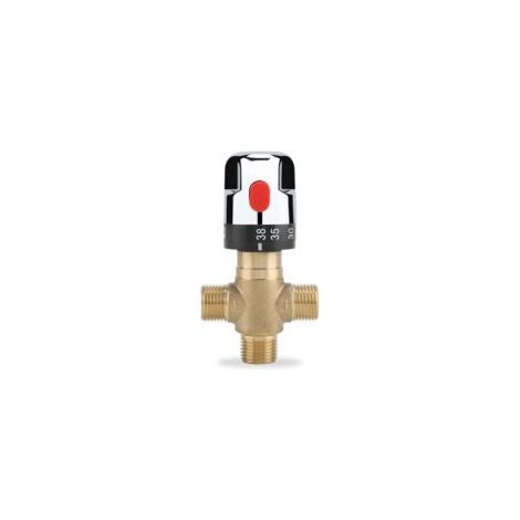 Miscelatore termostatico, valvola di controllo della temperatura dell'acqua in ottone massiccio G1/2, miscelatore termostatico a tre vie, per uso in bagno, WC, ecc.
