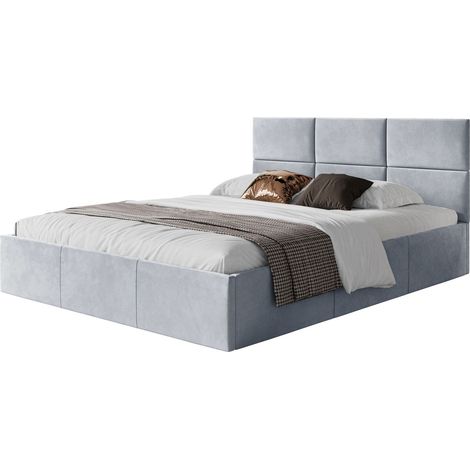 Selsey Nestio – Polsterbett 180x200 mit Bettkasten, Samtbezug, hellgrau (1/5)