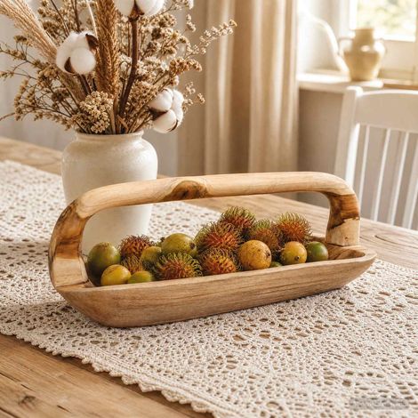 vidaXL Fruit Bowl JEPARA Teak Brown 61 x 21 x 21 cm (1/5)