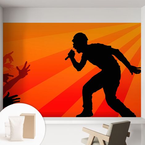 Papier peint décoratif avec colle pour salon, chambre à coucher et bureau – Design moderne et facile à poser Scène rythmée 152x104 cm (1/5)