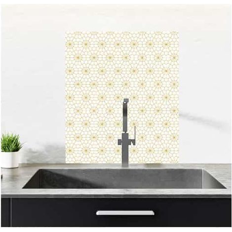 Crédence cuisine adhésive autocollante SPIDER MOUTARDE - 60 x 70 cm (1/3)