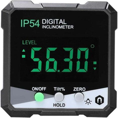 PA Inclinometro digitale, misuratore di angoli con LCD, retroilluminazione, base magnetica, alta precisione, impermeabile, alimentato a batteria (1/4)