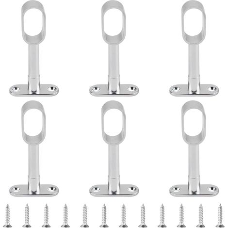 Lot de 6 Supports de plafond ovales en alliage de zinc, hauteur réglable 85-120mm pour tringle à rideaux et penderie (1/5)