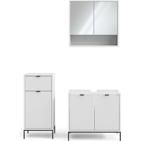 Conjunto de muebles de baño  Eliza, Blanco, 3 piezas, con armario midi, Vicco
